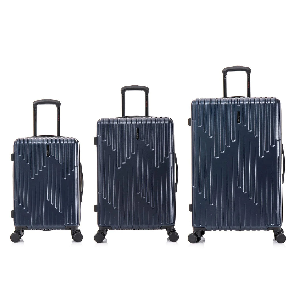 3-Piece Hardside Luggage Set with Spinner Wheels, 20"/24"/28", Navy Blue I861