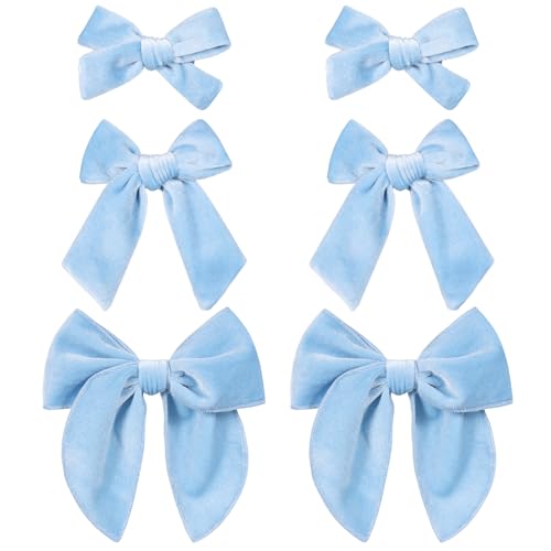 Red Velvet Ribbon Hair Bows 6PCS 3 Styles Y183