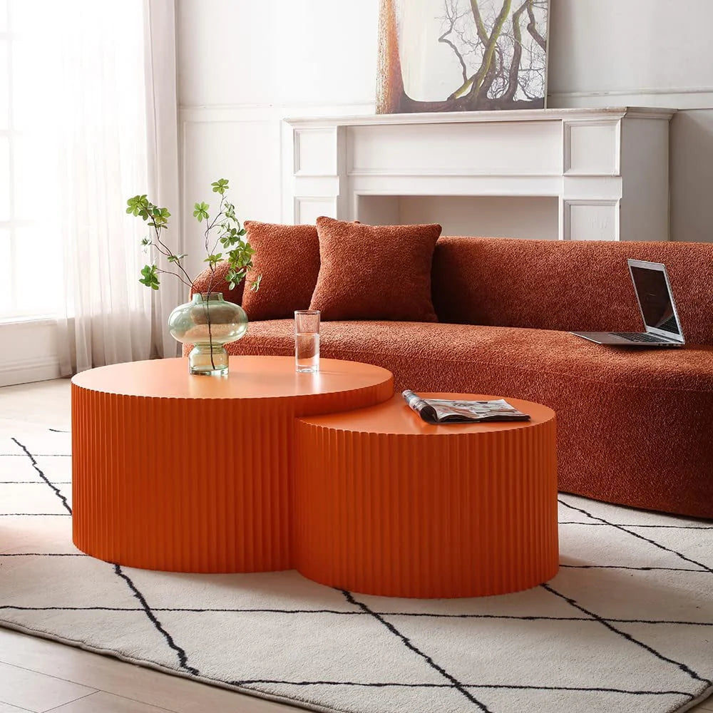 Black Round Wooden Nesting Coffee Table Set of 2 T7463