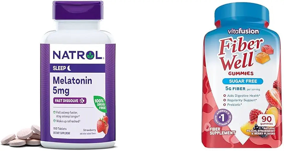 Melatonin 150ct & Fiber 90ct Sugar Free Supplements B950