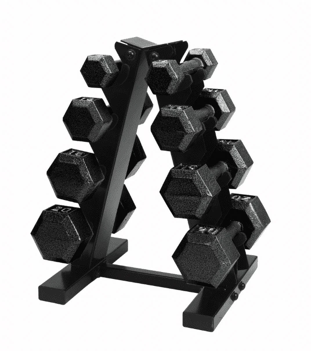 100 lb Cast Iron Hex Dumbbell Weight Set with Rack T87709