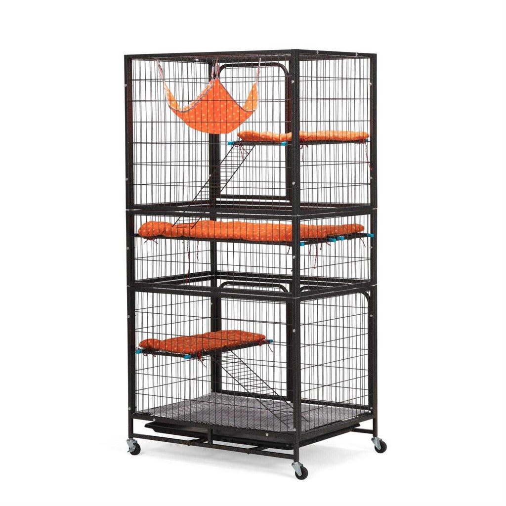 4-Tier Wire Cat Cage with Removable Wheels T6162