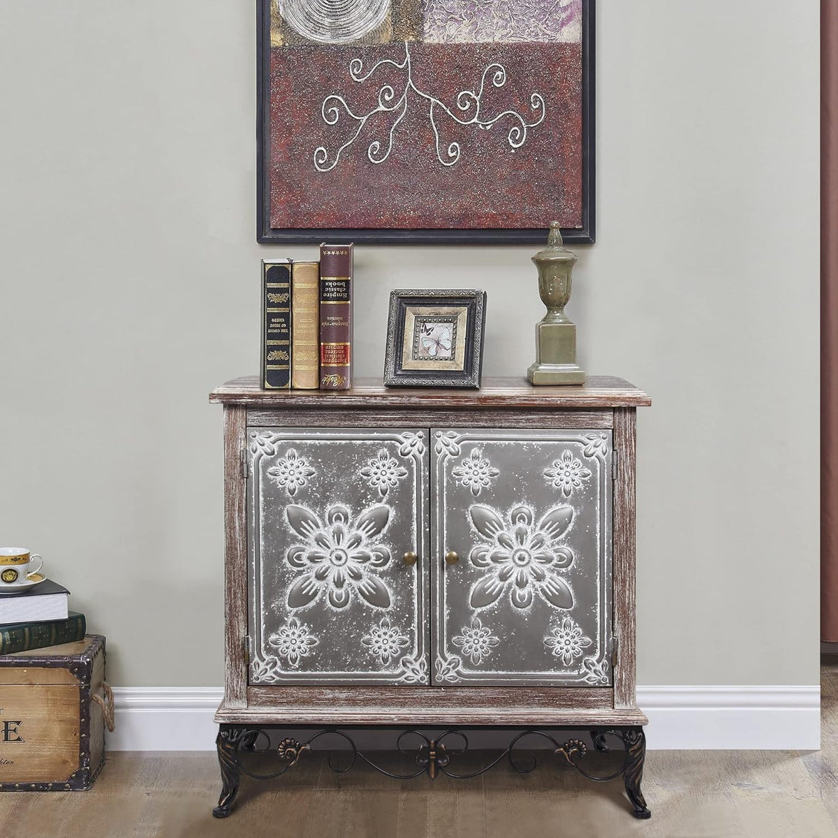 White Accent Cabinet with 2 Doors Storage Sideboard Buffet Cabinet Q8456
