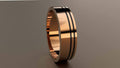 Polished Rose Gold 6mm Double Offset Black Groove Wedding Band 10kt E269