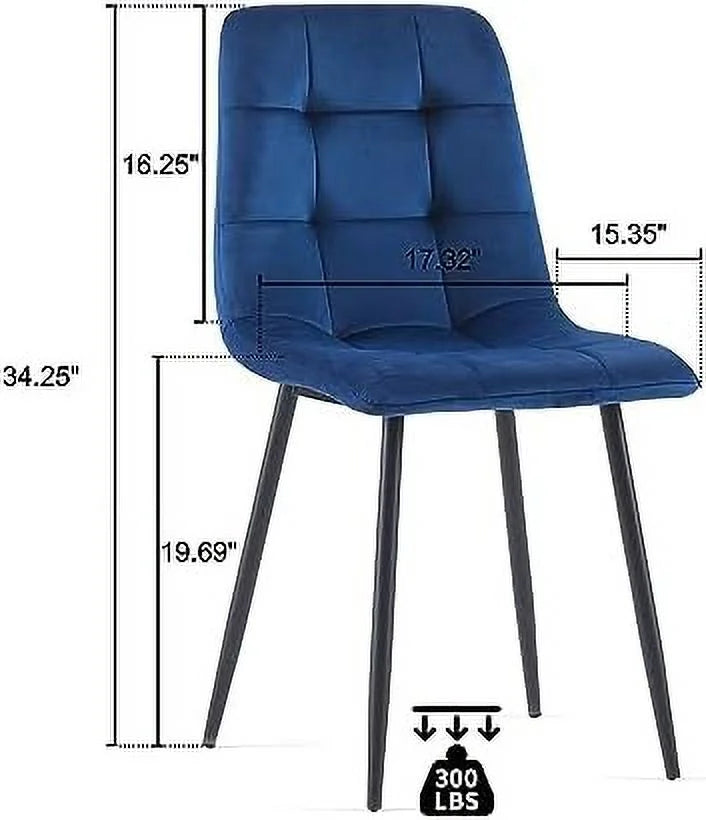 Velvet Biscuit Tufted Chairs Set of 4 with Metal Legs P68152