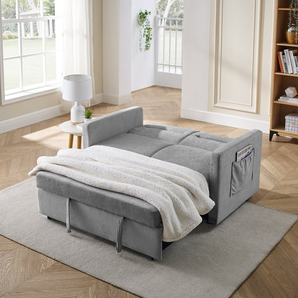 Gray Sofa Bed with Pull-Out Bed V274169