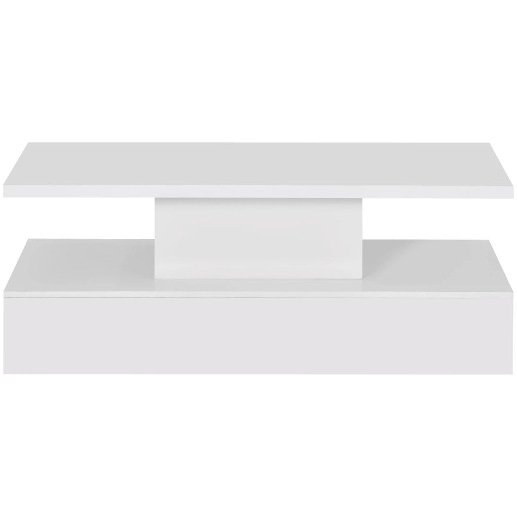 White Coffee Table with LED Lighting and Remote Control F2823