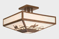 Black Four Post Semi Flush Mount Ceiling Light with White Mica Shade B8913