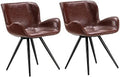 Faux Leather Dining Chairs Set of 2 with Black Metal Legs G2817