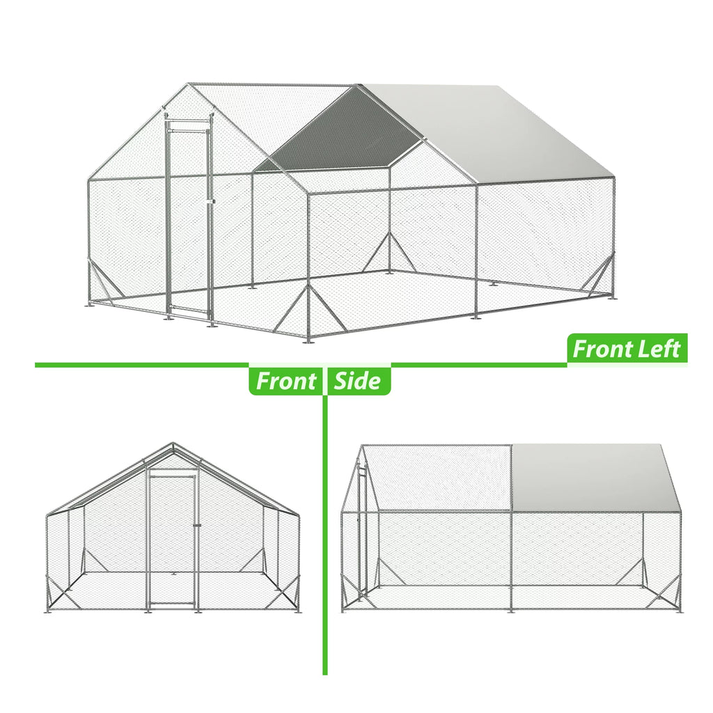 Large Metal Chicken Coop with Waterproof Cover (10' L x 13' W x 6.56' H) P2423