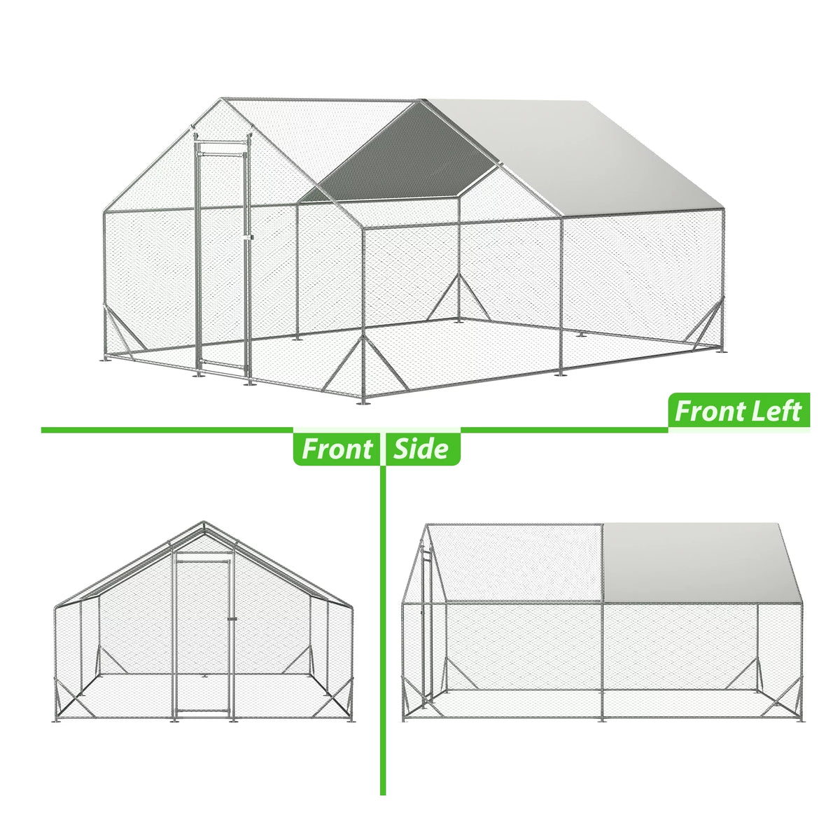 Large Metal Chicken Coop with Waterproof Cover (10' L x 13' W x 6.56' H) P2423