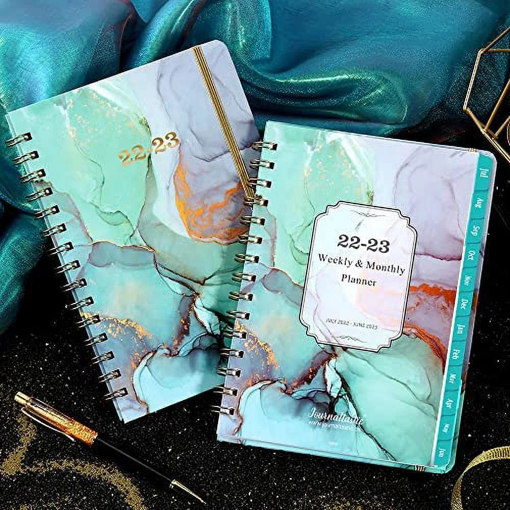Green 6.3" x 8.4" Weekly & Monthly Planner with Twin-Wire Binding W288166