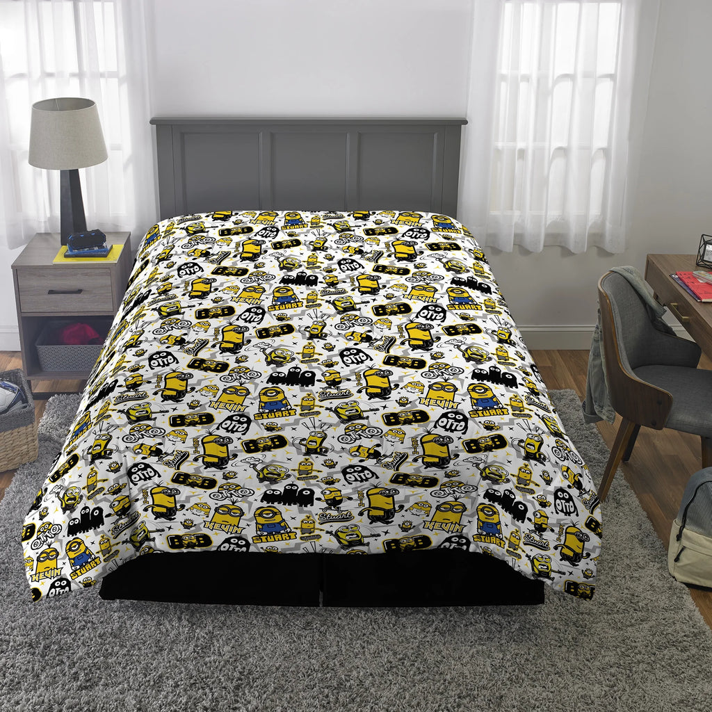 Reversible Blue and Yellow Kids Comforter and Sham Set I7513