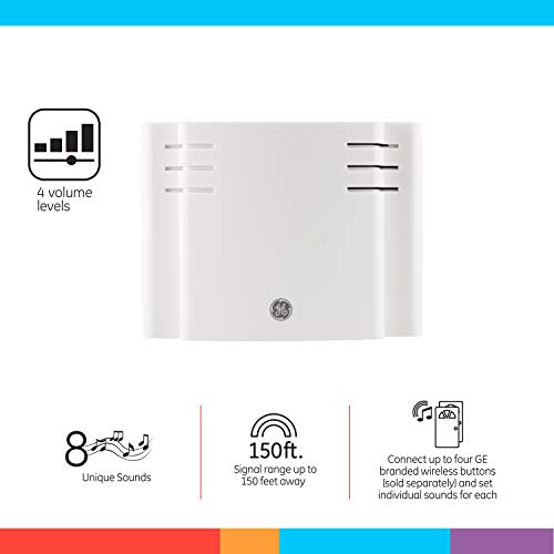 White Wireless Doorbell Kit with 2 Push Buttons and 8 Melodies L313639