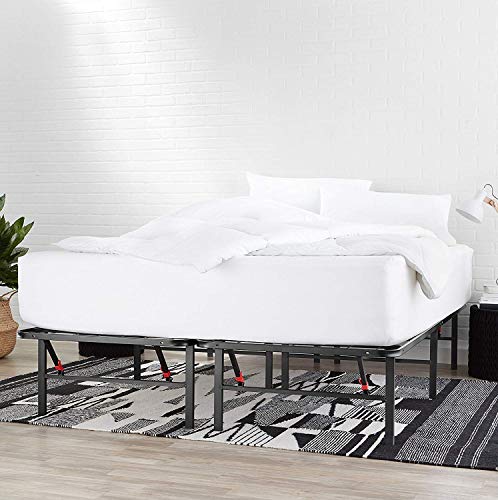 Black Twin Size Foldable Metal Platform Bed Frame with Storage Y2572