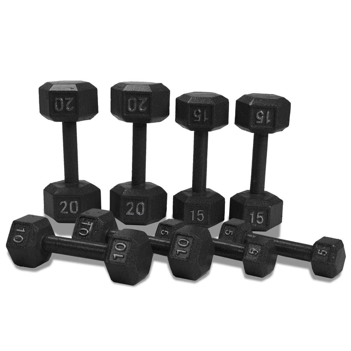 100 lb Cast Iron Hex Dumbbell Weight Set with Rack T87709