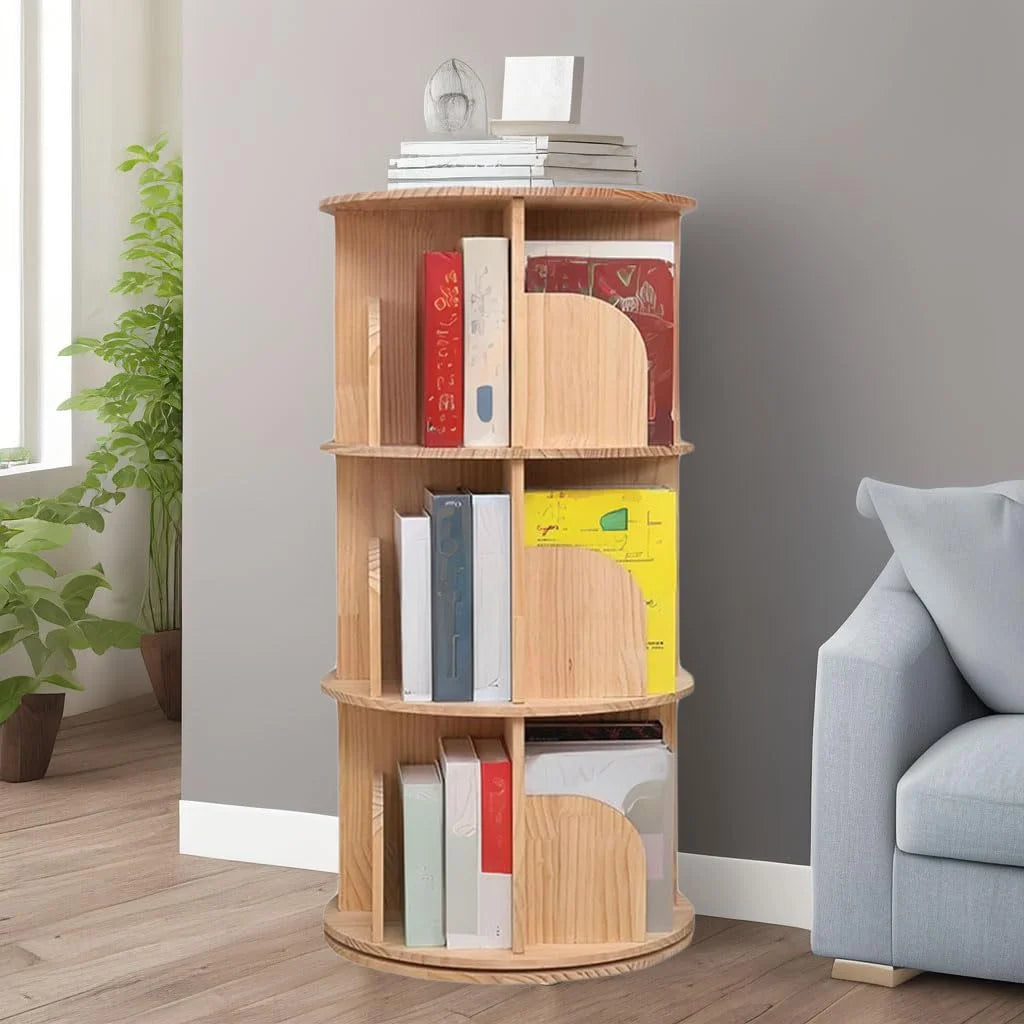 3 Tier Rotating Wood Bookshelf D789