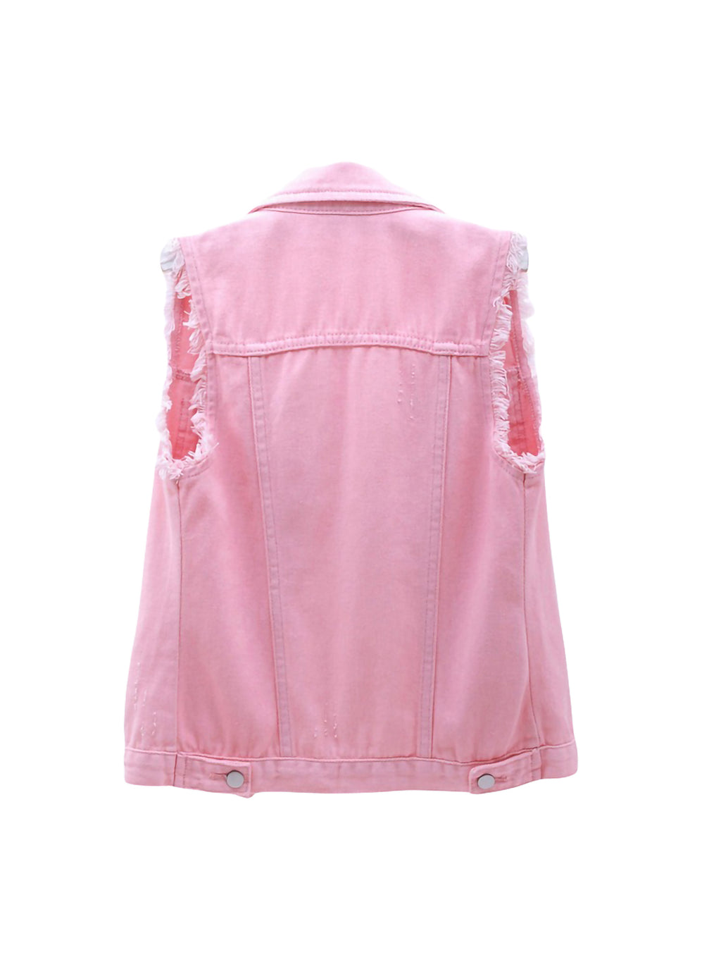 Plus Size Crop Distressed Jean Vest Jackets With Pockets R777425