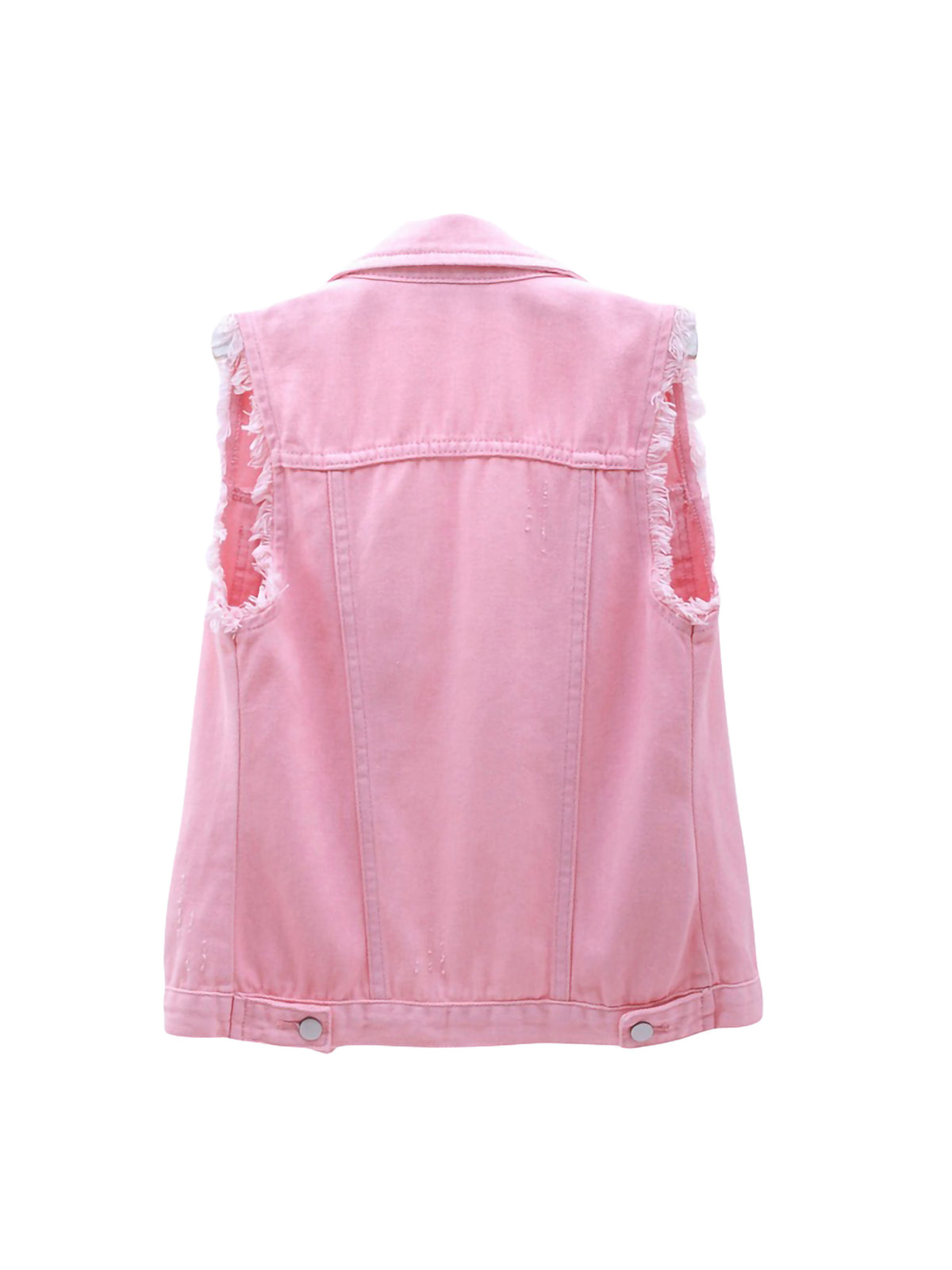 Plus Size Crop Distressed Jean Vest Jackets With Pockets R777425