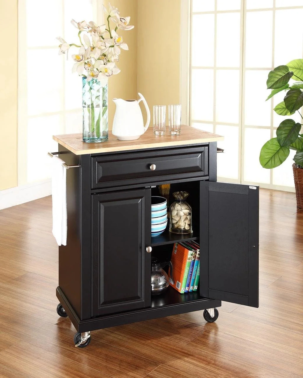 Compact Kitchen Island with Natural Wood Top A773118