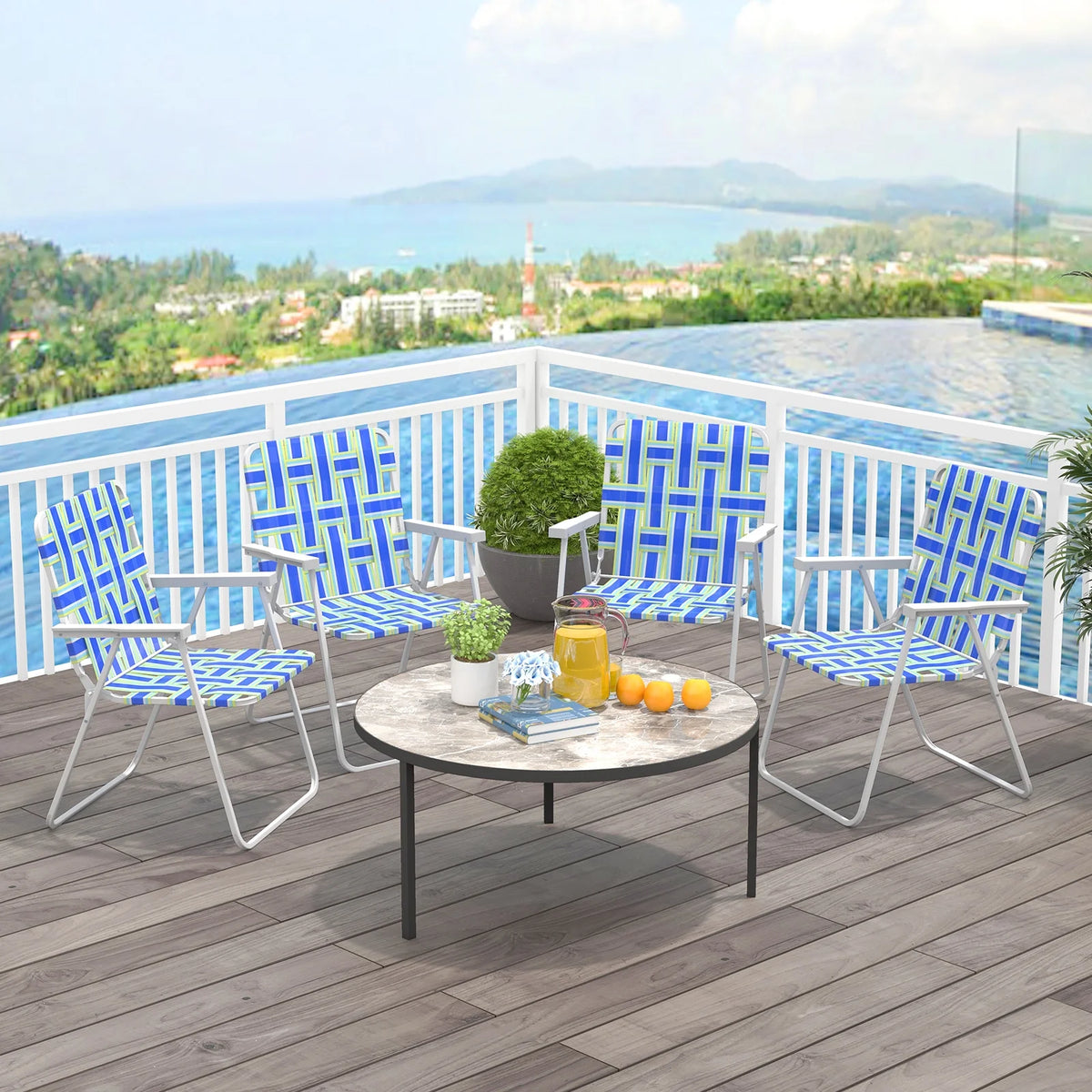 2PCS Lightweight Folding Beach Chair Blue H449
