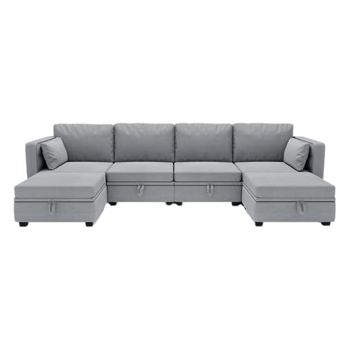 Navy U Shaped Sectional Sofa with Storage I8606