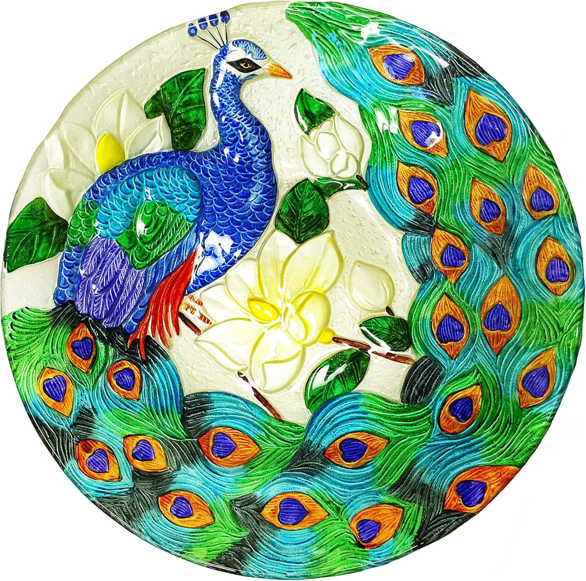 Deep Hand Painted Glass Plate, 18 by 3-Inch A91645