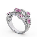14K White Gold Eternity Band with Round Cut Pink Sapphire V84051