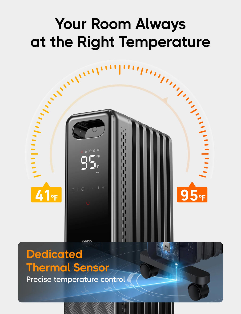 1500W Oil Filled Radiator Heater with Remote F7225