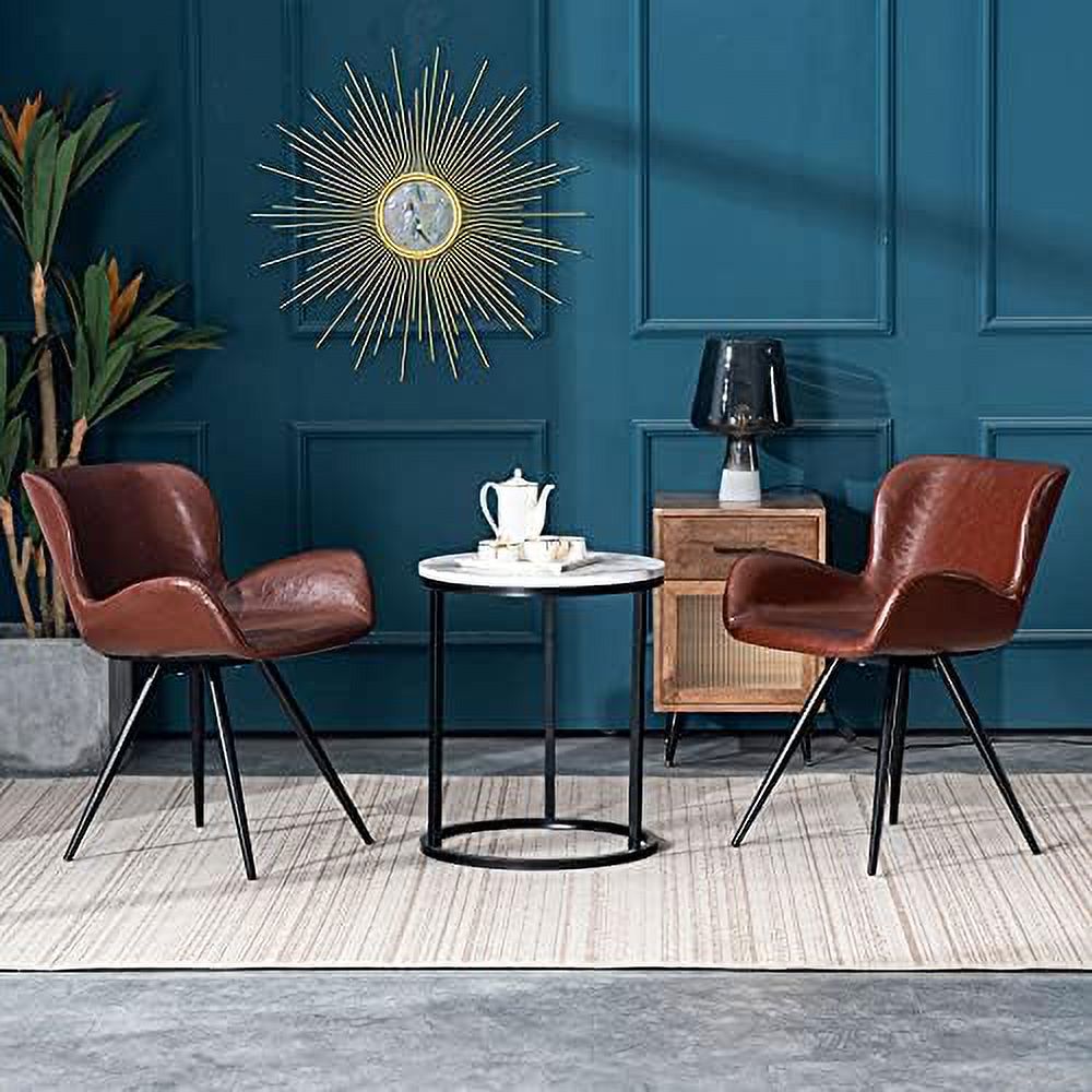 Faux Leather Dining Chairs Set of 2 with Black Metal Legs G2817