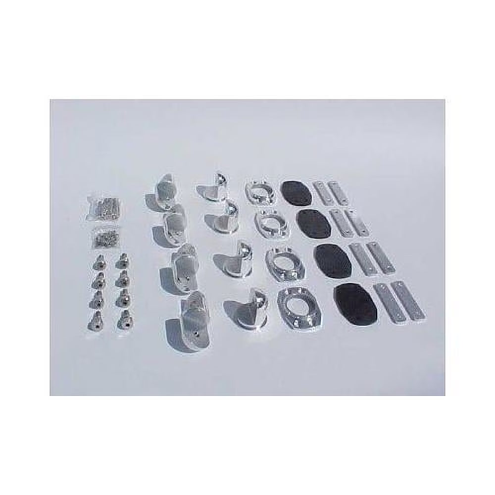 Polished Aluminum Stainless Steel Wakeboard Tower Mounting Feet Kit, 4 Complete Mounting Feet with Backing Plates and Rubber Pads M832
