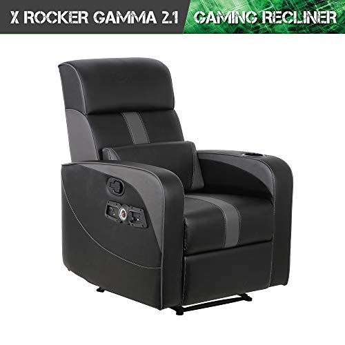 Black Recliner Gaming Chair with Bluetooth Audio System and Footrest K9289
