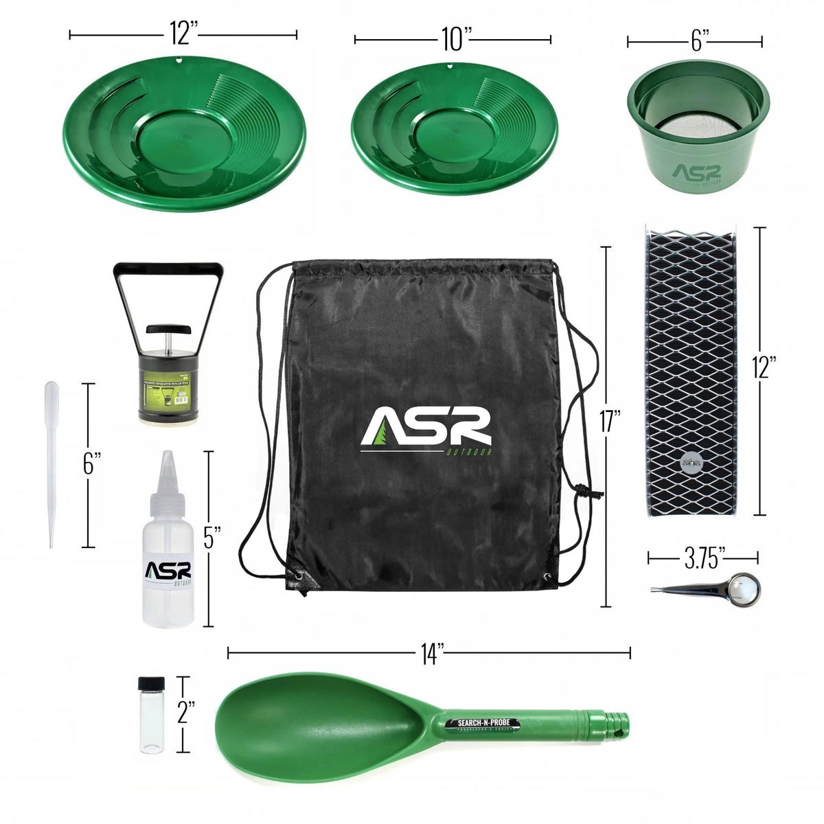 14pc Portable Gold Panning Kit with Backpack and Sluice Box N843