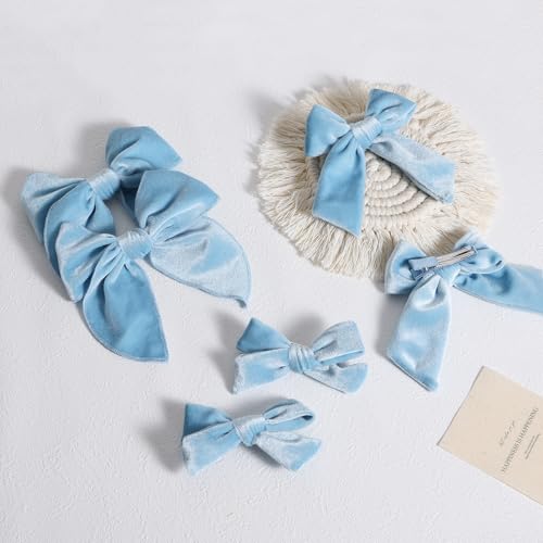 Red Velvet Ribbon Hair Bows 6PCS 3 Styles Y183