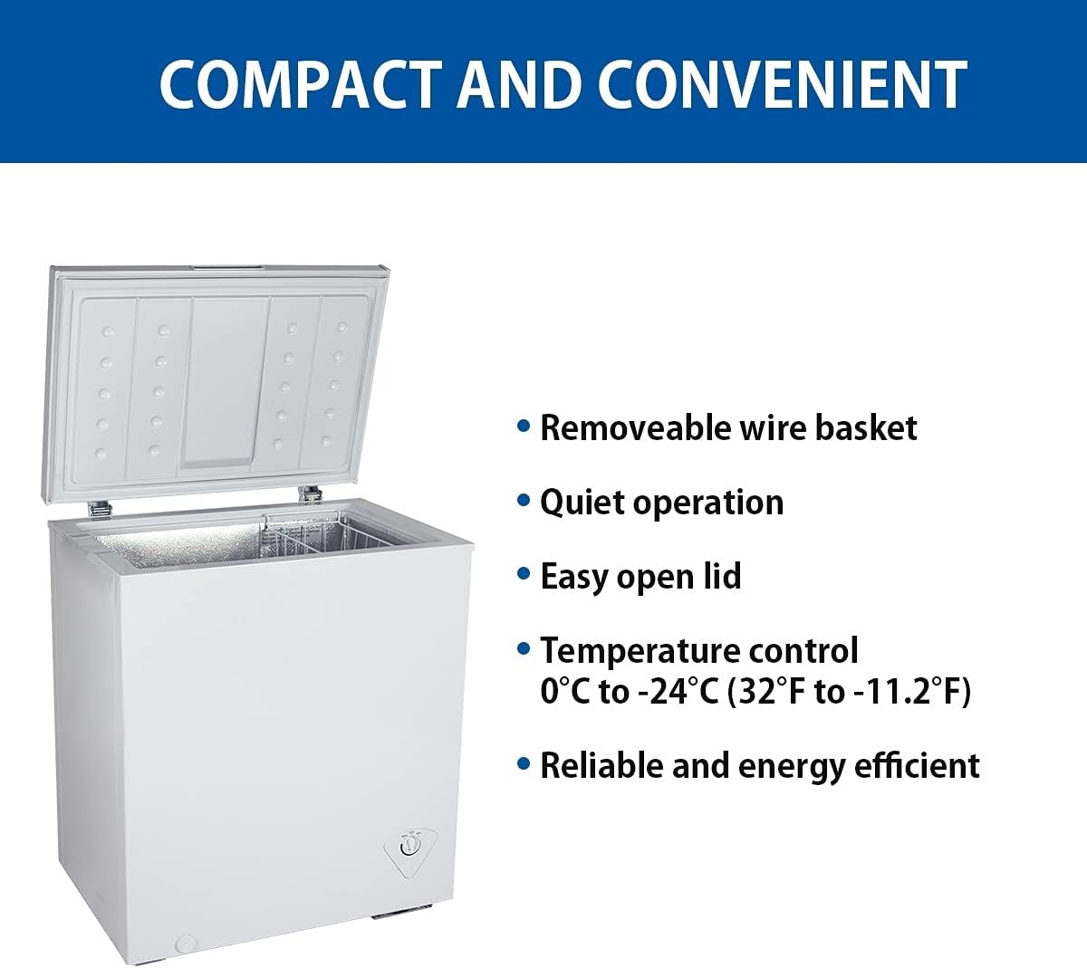 White 5.0 Cubic Feet Compact Chest Freezer with Removable Wire Basket P466