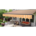 Motorized Retractable Patio Awning - 13 x 10 Feet - Multi-Striped Yellow P4555