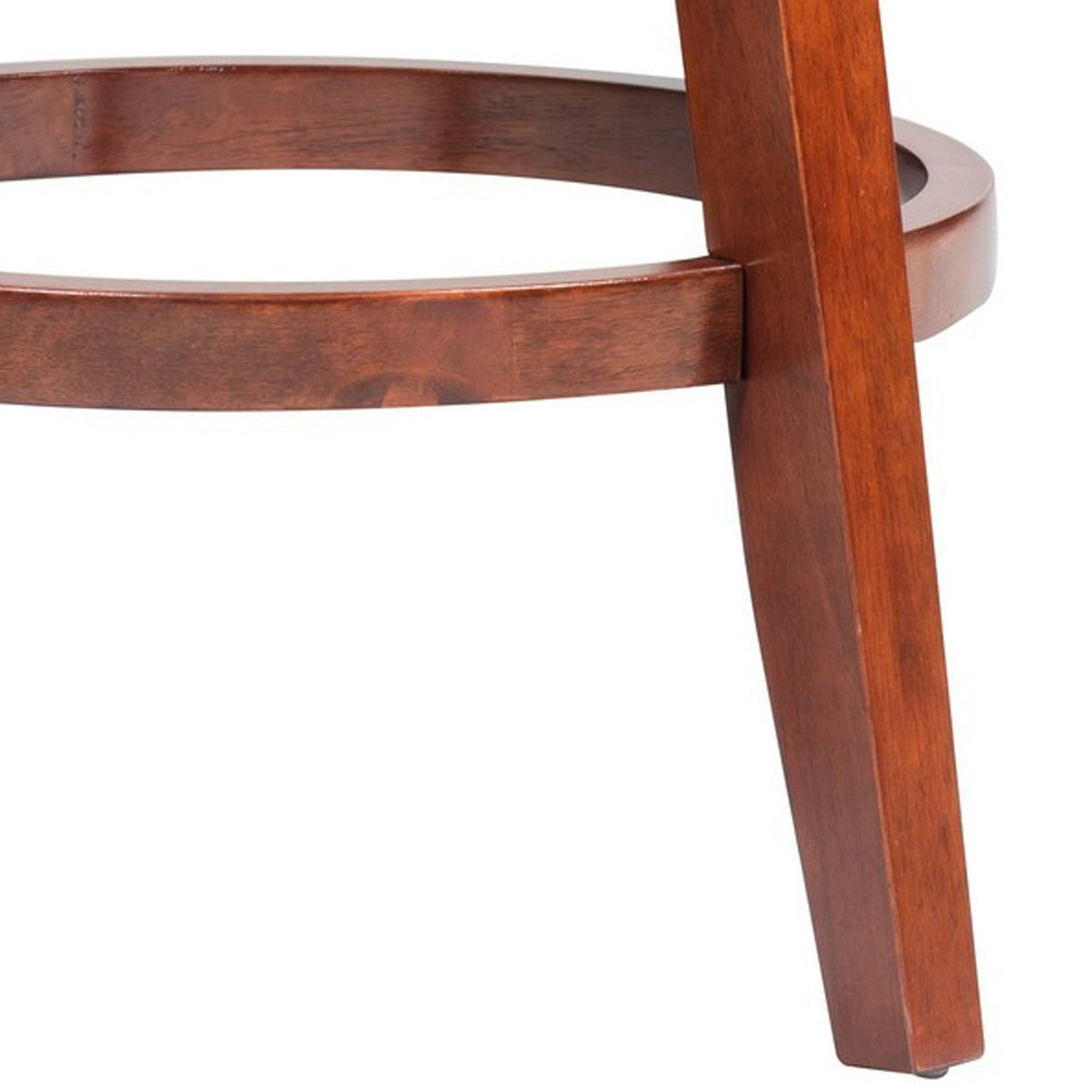 Cherry Brown Swivel Bar Stool with Curved Padded Back and Nailhead Trim P857176