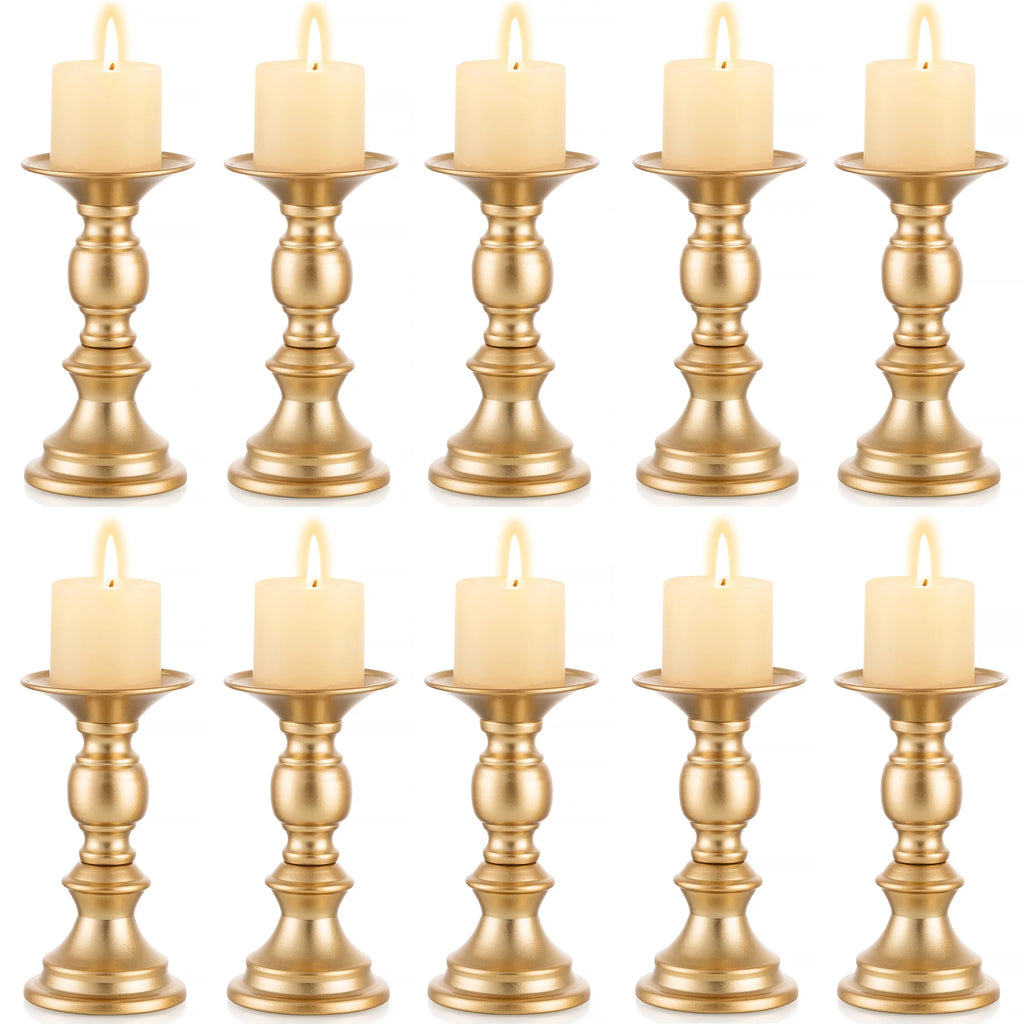 Gold Pillar Candle Holder Set of 10 P4464