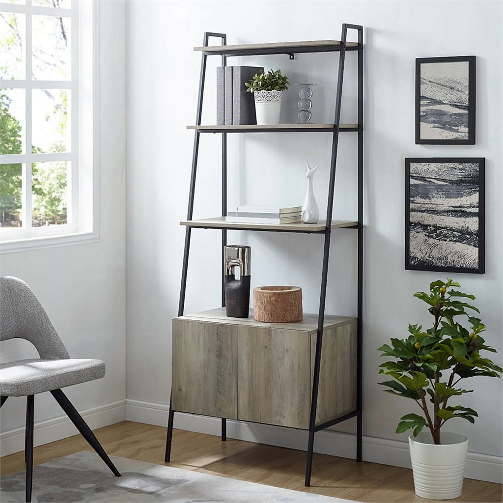 72" Ladder Storage Bookshelf in Gray Wash K99878