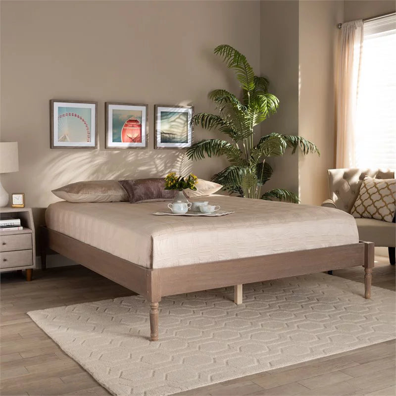 Mid-Century Wood Platform Queen Bed U462119