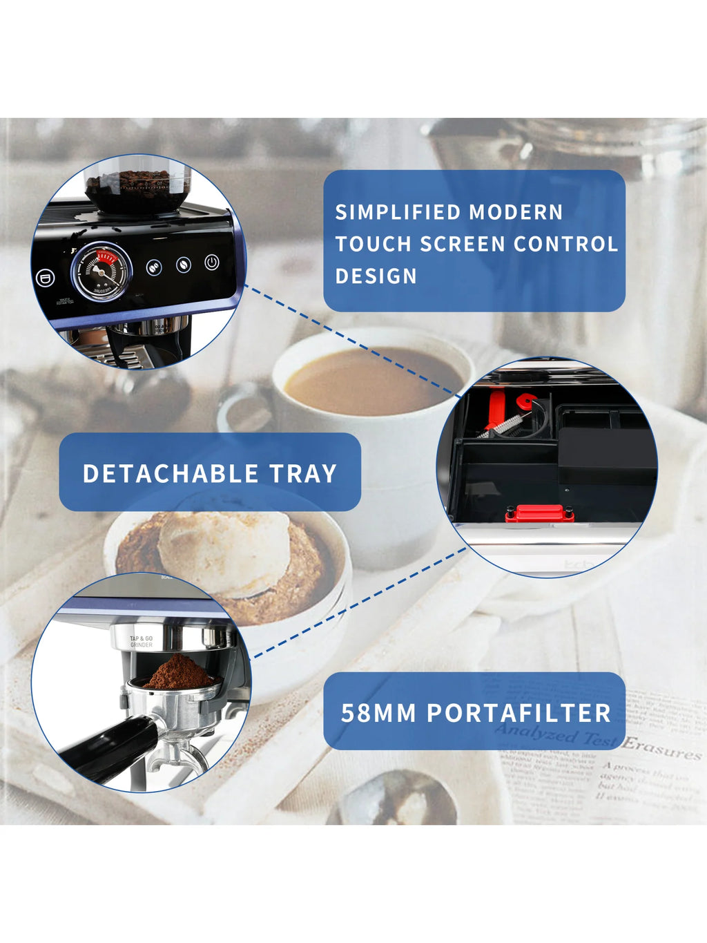 All in One Espresso Machine with Coffee Grinder and Milk Steam Wand S502