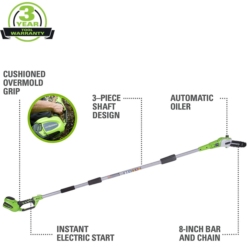40V Cordless Battery Powered Pole Saw with 2.0 Ah Battery & Charger T662
