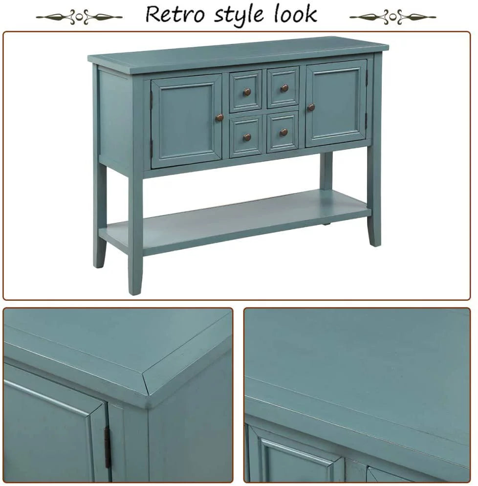 Console Table with Storage Drawers Cabinets and Bottom Shelf M25062