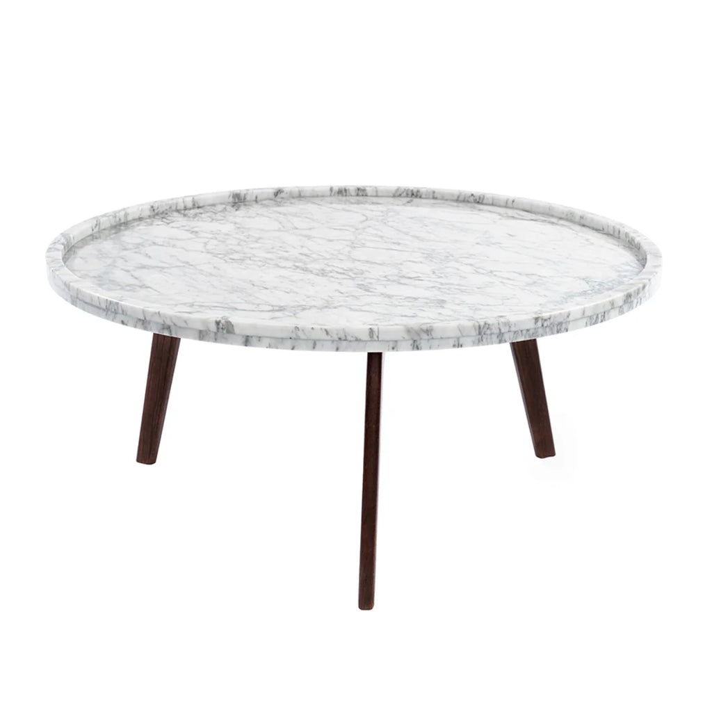 White and Brown Round Marble Coffee Table D48599