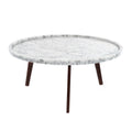 White and Brown Round Marble Coffee Table D48599
