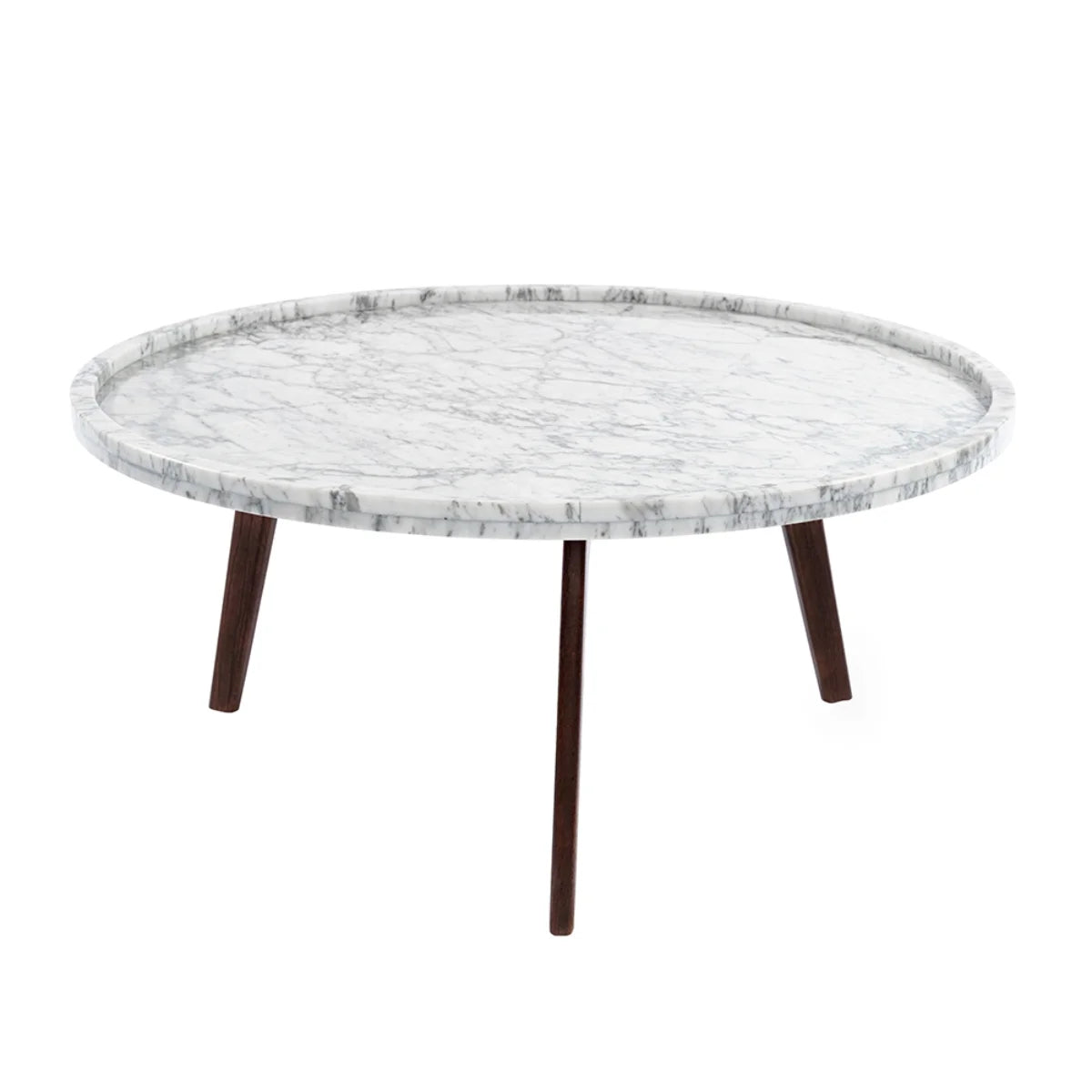 White and Brown Round Marble Coffee Table D48599