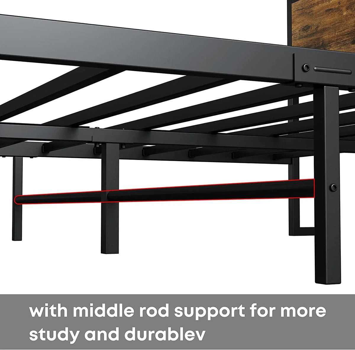 Full Bed Frame with Bookcase Headboard and Charging Station J42237
