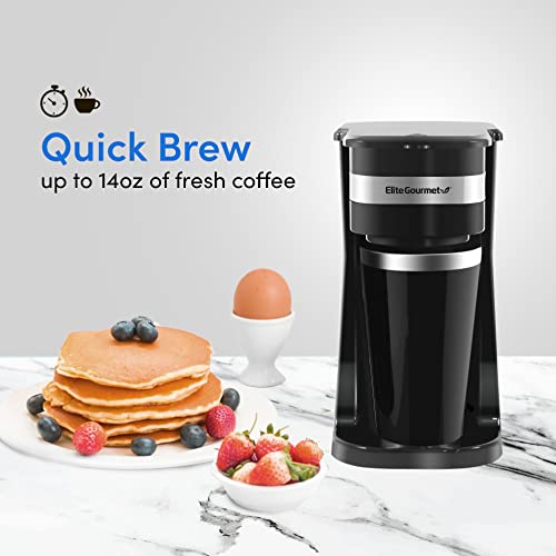 Compact Single-Serve Coffee Maker with Stainless Steel Travel Mug W3510