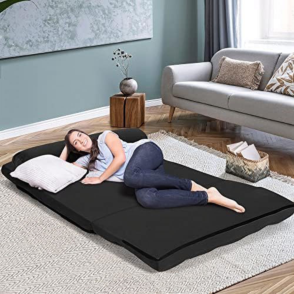 Foldable Floor Sofa with 2 Pillows & Suede Cloth Cover I99191