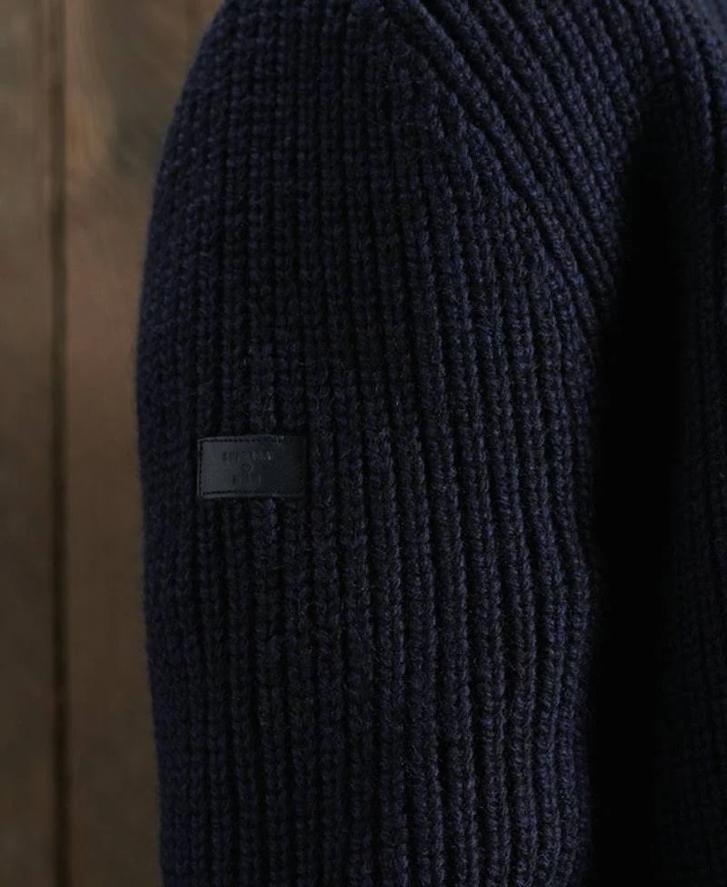 Navy Zip Through Cardigan W12351